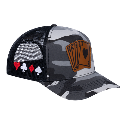 Poker 10JQKA 5-Panel Trucker Hat - T5-GREYCM-B-POKER2 gallery image 1