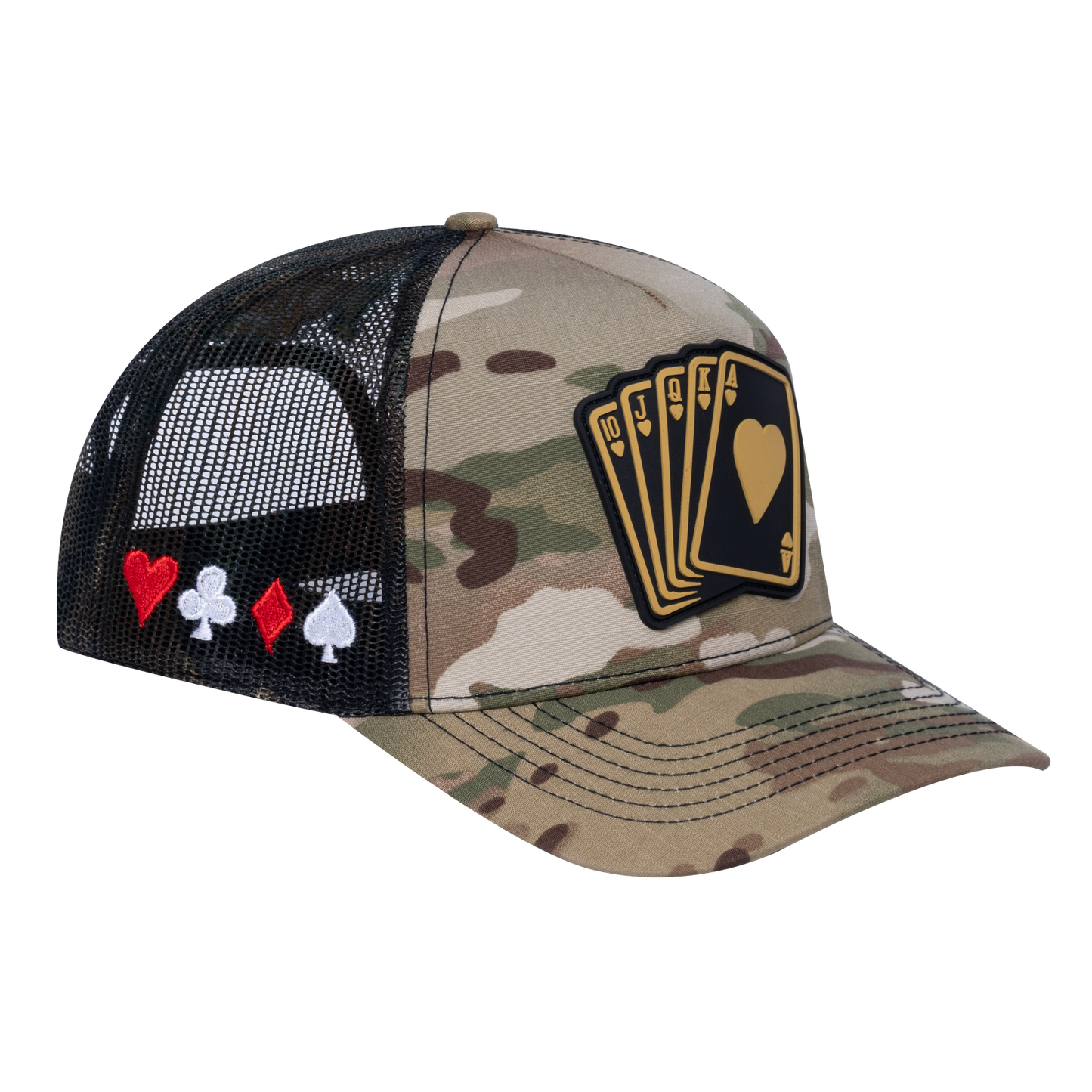 Poker 10JQKA 5-Panel Trucker Hat - T5-KHAKICM1-GREENCM-POKER1 gallery image 1