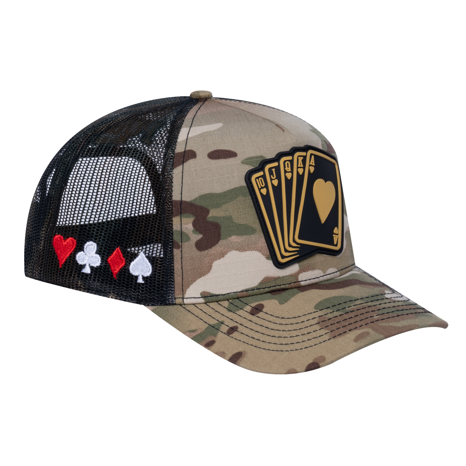 Poker 10JQKA 5-Panel Trucker Hat - T5-KHAKICM1-GREENCM-POKER1 gallery image 1