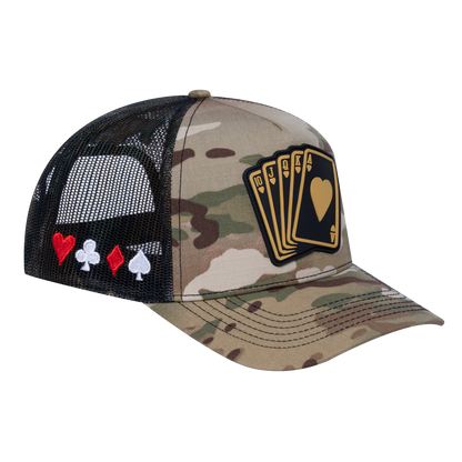 Poker 10JQKA 5-Panel Trucker Hat - T5-KHAKICM1-GREENCM-POKER1 gallery image 1