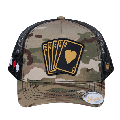 Poker 10JQKA 5-Panel Trucker Hat - T5-KHAKICM1-GREENCM-POKER1 gallery image base