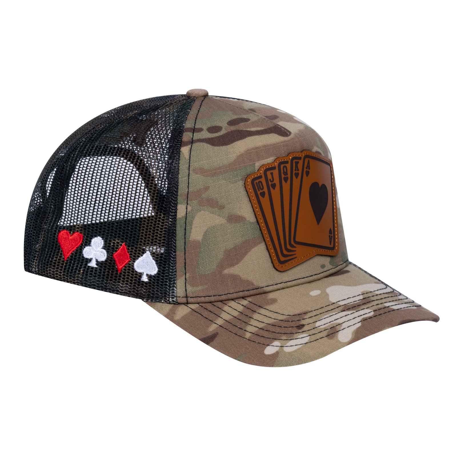 Poker 10JQKA 5-Panel Trucker Hat - T5-KHAKICM1-GREENCM-POKER2 gallery image 1