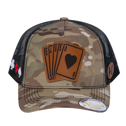 Poker 10JQKA 5-Panel Trucker Hat - T5-KHAKICM1-GREENCM-POKER2 gallery image base