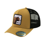 Bear V2 5-Panel Trucker Hat with Light Brown front and Black back