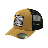 Wolf V2 5-Panel Trucker Hat with Light Brown front and Black back