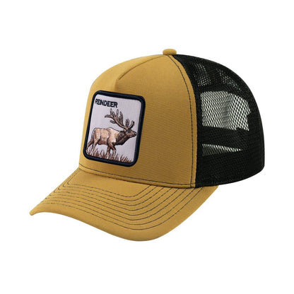 Reindeer V2 5-Panel Trucker Hat with Light Brown front and Black back