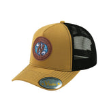 Pisces Zodiac V2 5-Panel Trucker Hat with Light Brown front and Black back