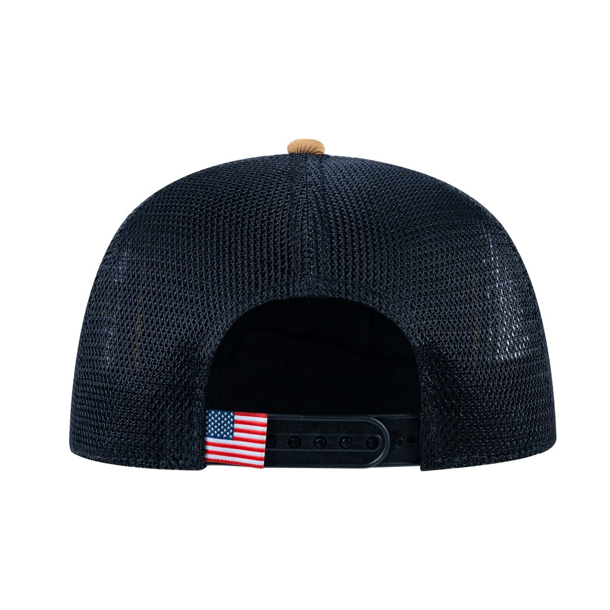 Pheasant V2 5-Panel Trucker Hat with Light Brown front and Black back