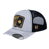 Winner Poker 10JQKA 5-Panel Trucker Hat - Light Grey Heather front / Black back / WINNER1