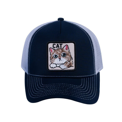 Cat V2 5-Panel Trucker Hat with Navy front and Light Grey back