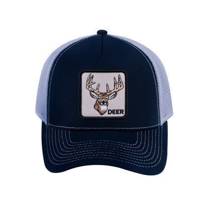 Deer V2 5-Panel Trucker Hat with Navy front and Light Grey back