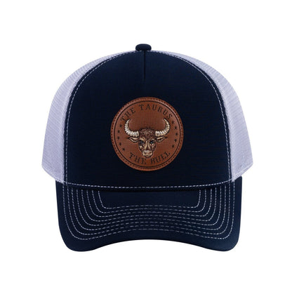 Taurus Zodiac V2 5-Panel Trucker Hat with Navy front and Light Grey back