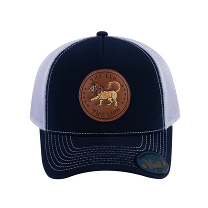 Leo Zodiac V2 5-Panel Trucker Hat with Navy front and Light Grey back