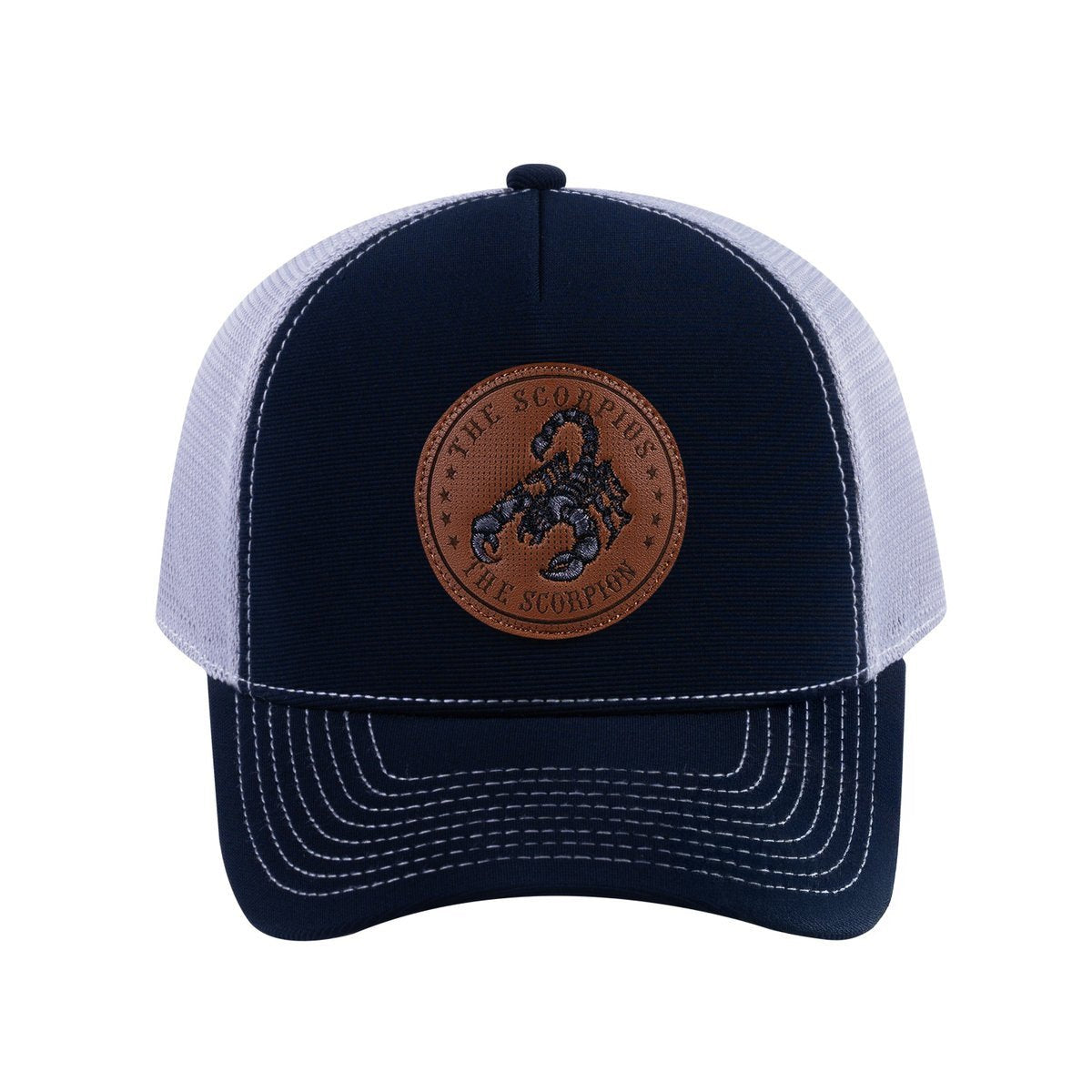 Scorpio Zodiac V2 5-Panel Trucker Hat with Navy front and Light Grey back