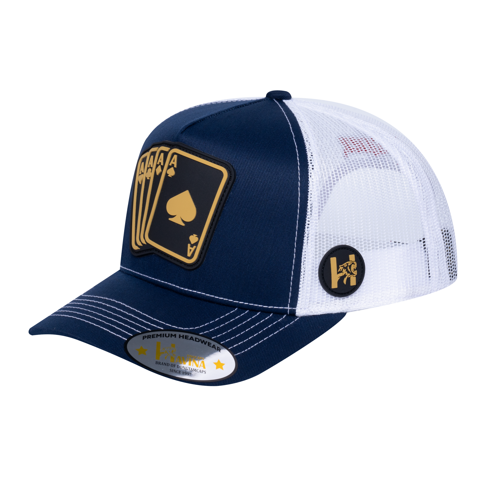 Winner 5-Panel Trucker Hat with Navy front and White back - WINNER1