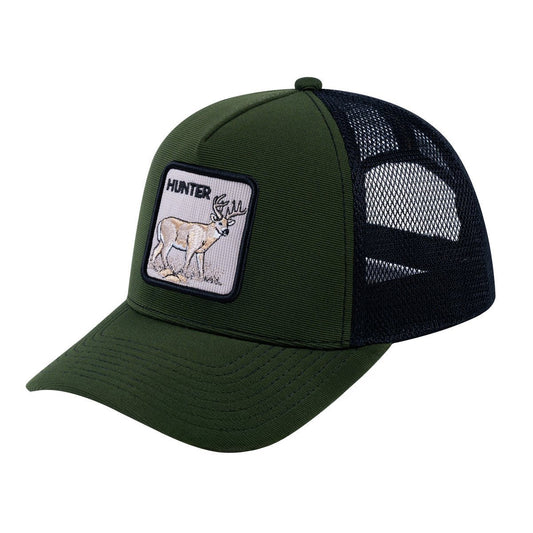 Hunter V2 5-Panel Trucker Hat with Olive front and Black back