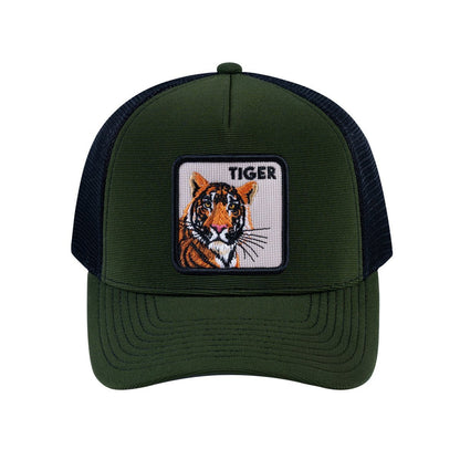 Tiger V2 5-Panel Trucker Hat with Olive front and Black back