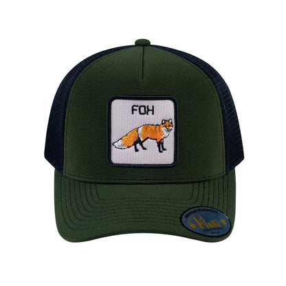 Fox V2 5-Panel Trucker Hat with Olive front and Black back