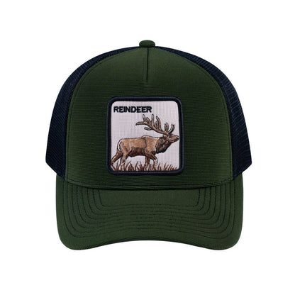 Reindeer V2 5-Panel Trucker Hat with Olive front and Black back