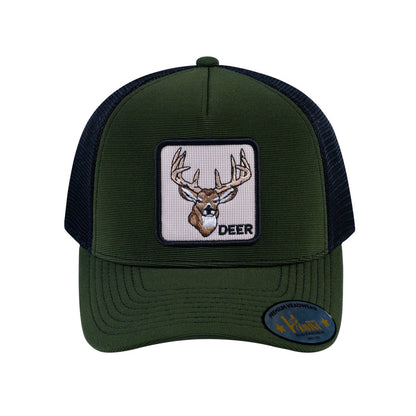 Deer V2 5-Panel Trucker Hat with Olive front and Black back