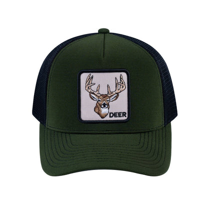 Deer V2 5-Panel Trucker Hat with Olive front and Black back