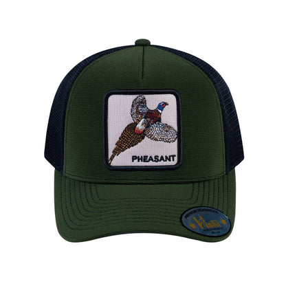 Pheasant V2 5-Panel Trucker Hat with Olive front and Black back