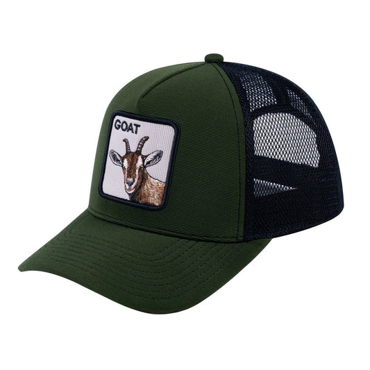 Goat V2 5-Panel Trucker Hat with Olive front and Black back