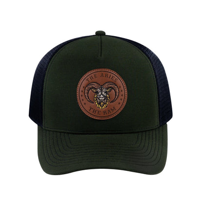 Aries Zodiac V2 5-Panel Trucker Hat with Olive front and Black back