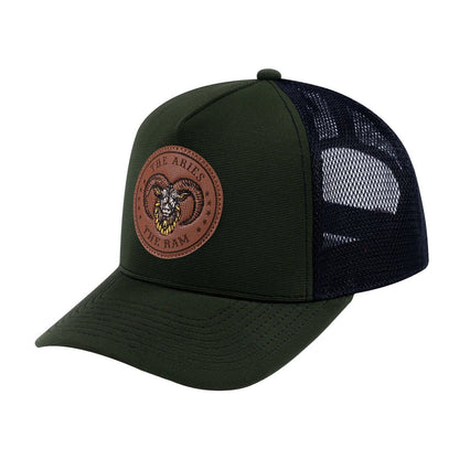 Aries Zodiac V2 5-Panel Trucker Hat with Olive front and Black back