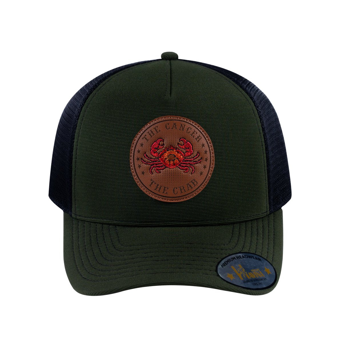 Cancer Zodiac V2 5-Panel Trucker Hat with Olive front and Black back