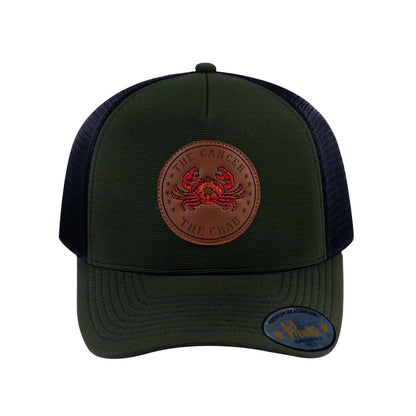 Cancer Zodiac V2 5-Panel Trucker Hat with Olive front and Black back