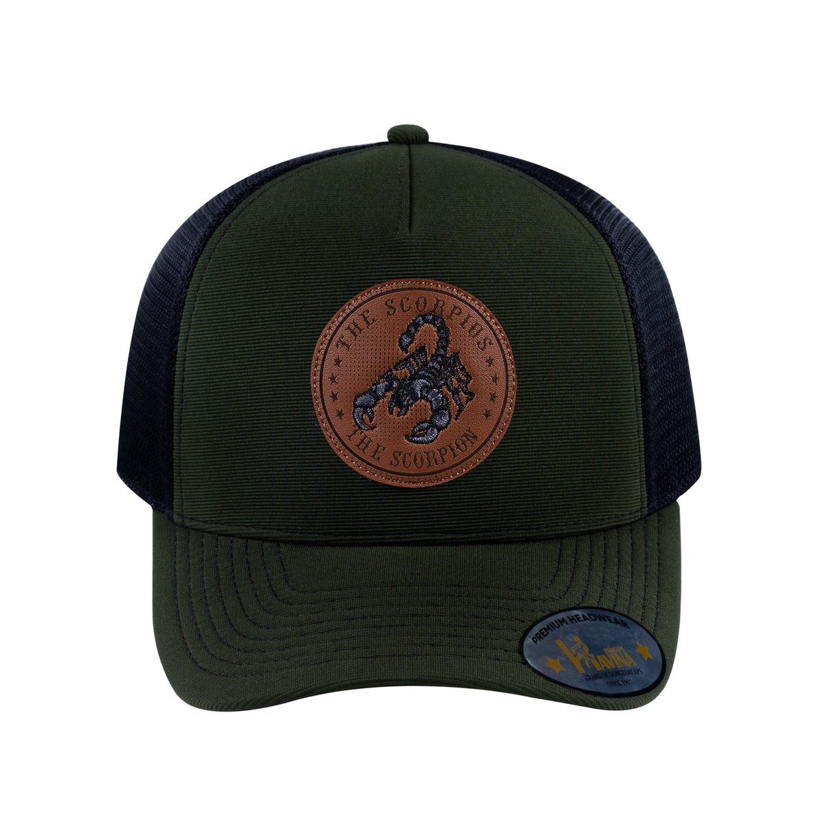 Scorpio Zodiac V2 5-Panel Trucker Hat with Olive front and Black back