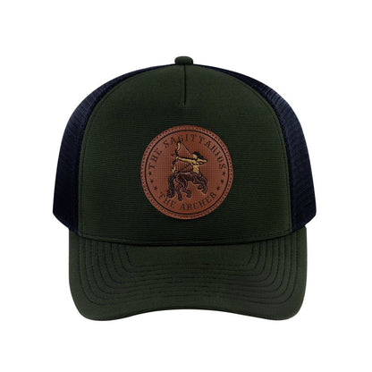 Sagittarius Zodiac V2 5-Panel Trucker Hat with Olive front and Black back