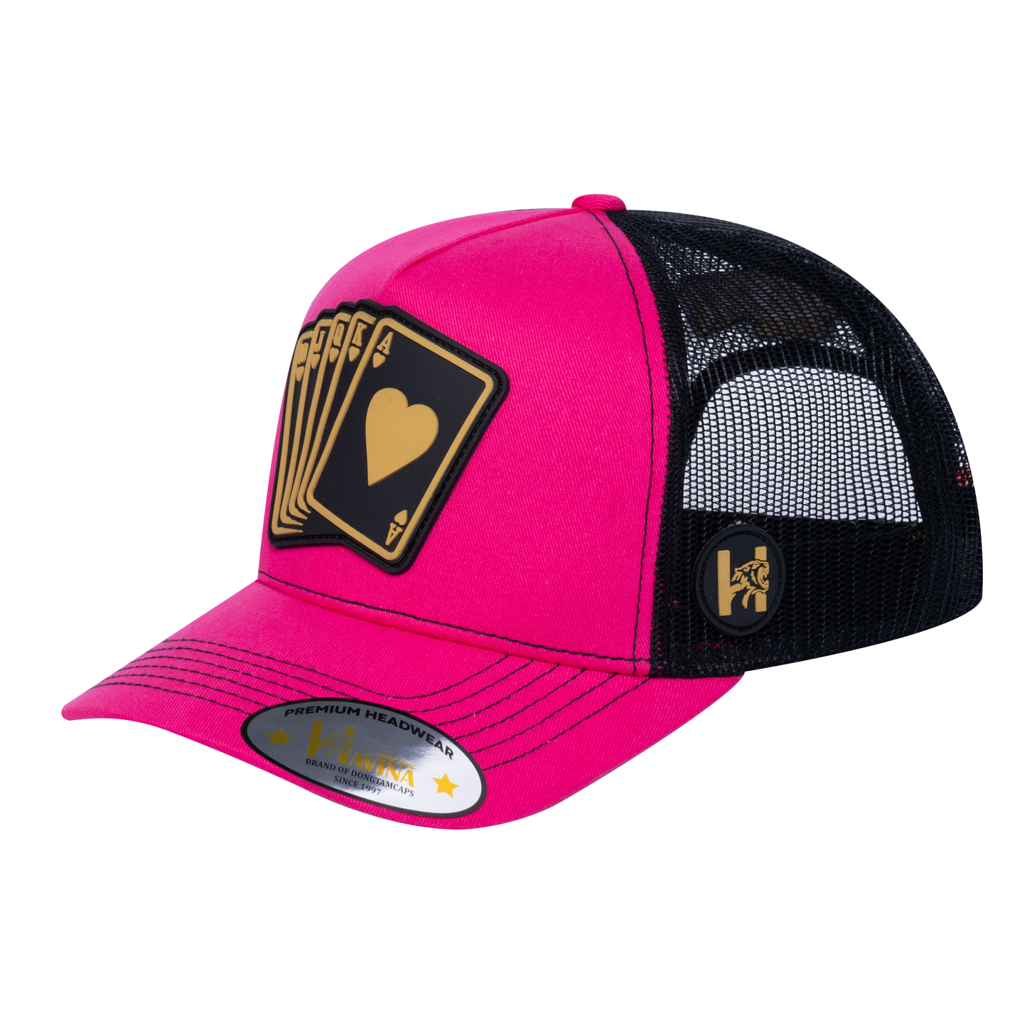 Poker 5-Panel Trucker Hat with Pink front and Black back - POKER1