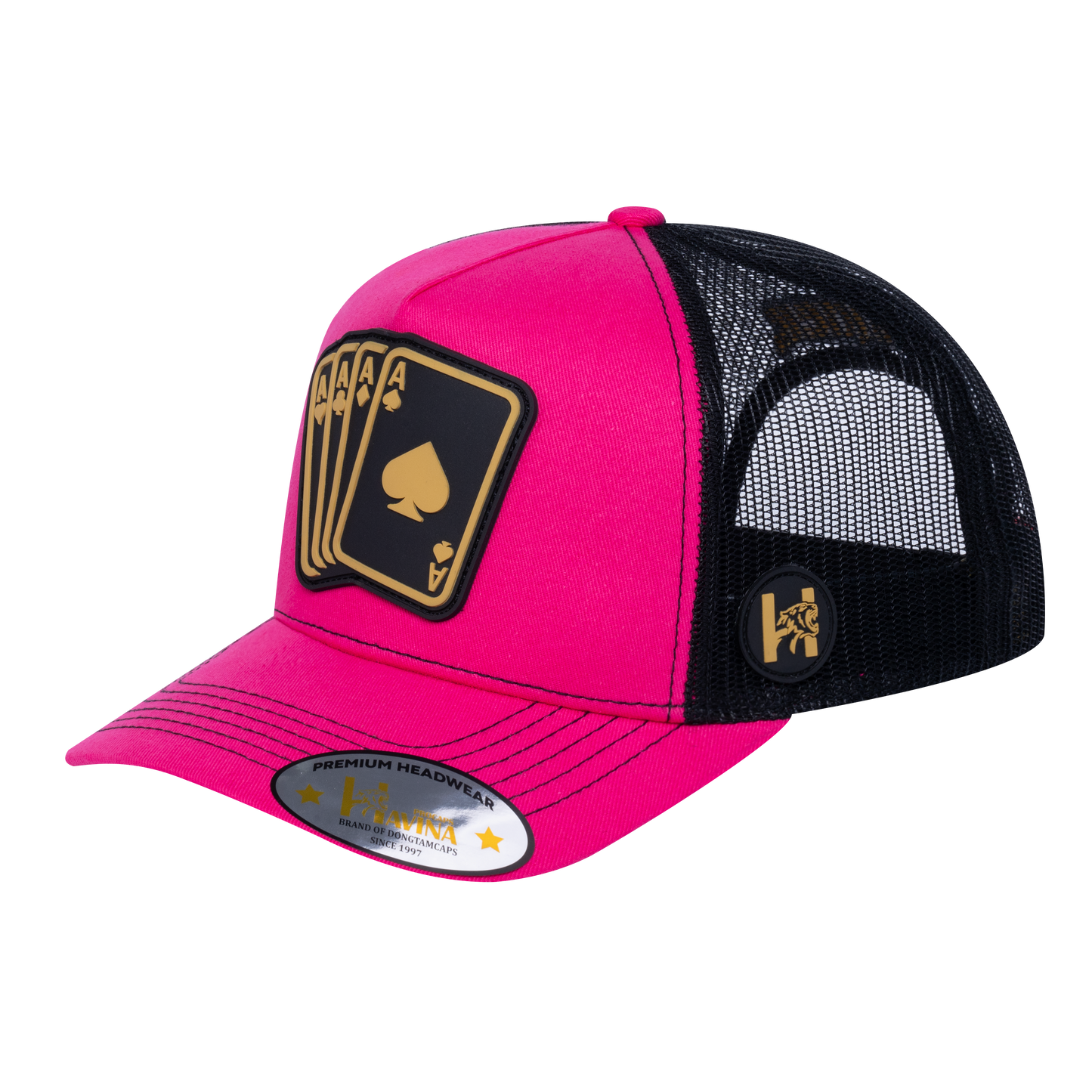 Winner 5-Panel Trucker Hat with Pink front and Black back - WINNER1