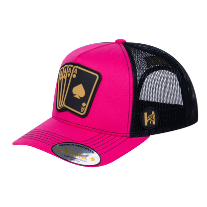 Winner 5-Panel Trucker Hat with Pink front and Black back - WINNER1