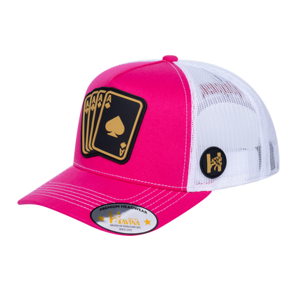 Winner 5-Panel Trucker Hat with Pink front and White back - WINNER1