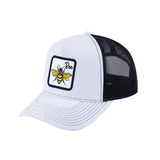Bee V2 5-Panel Trucker Hat with White front and Black back