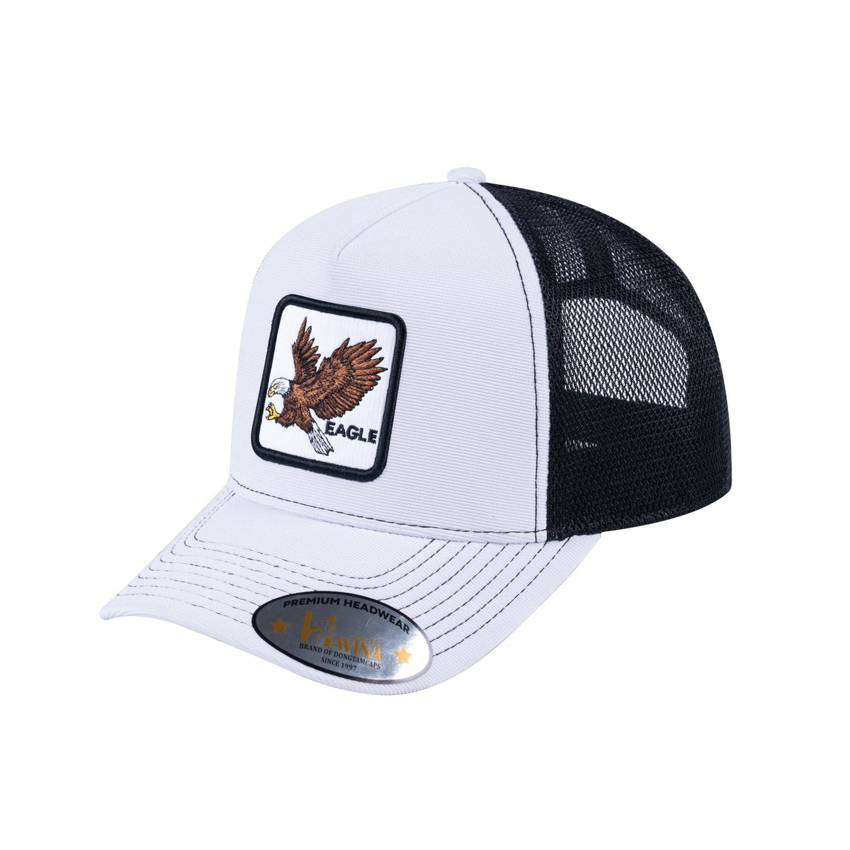 Eagle V2 5-Panel Trucker Hat with White front and Black back