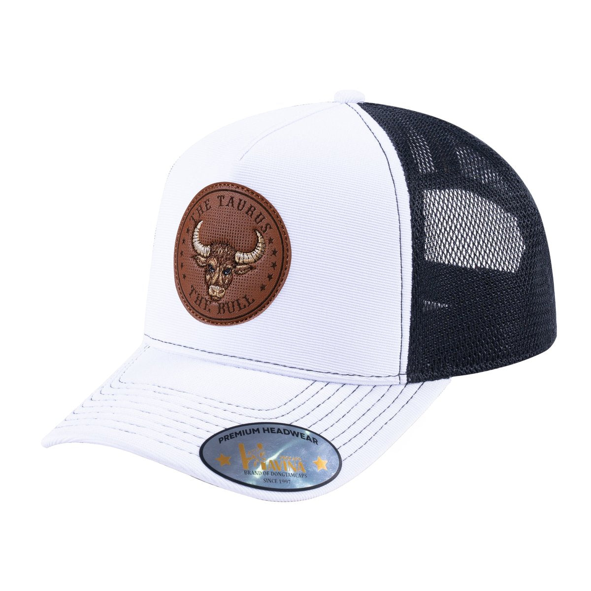 Taurus Zodiac V2 5-Panel Trucker Hat with White front and Black back