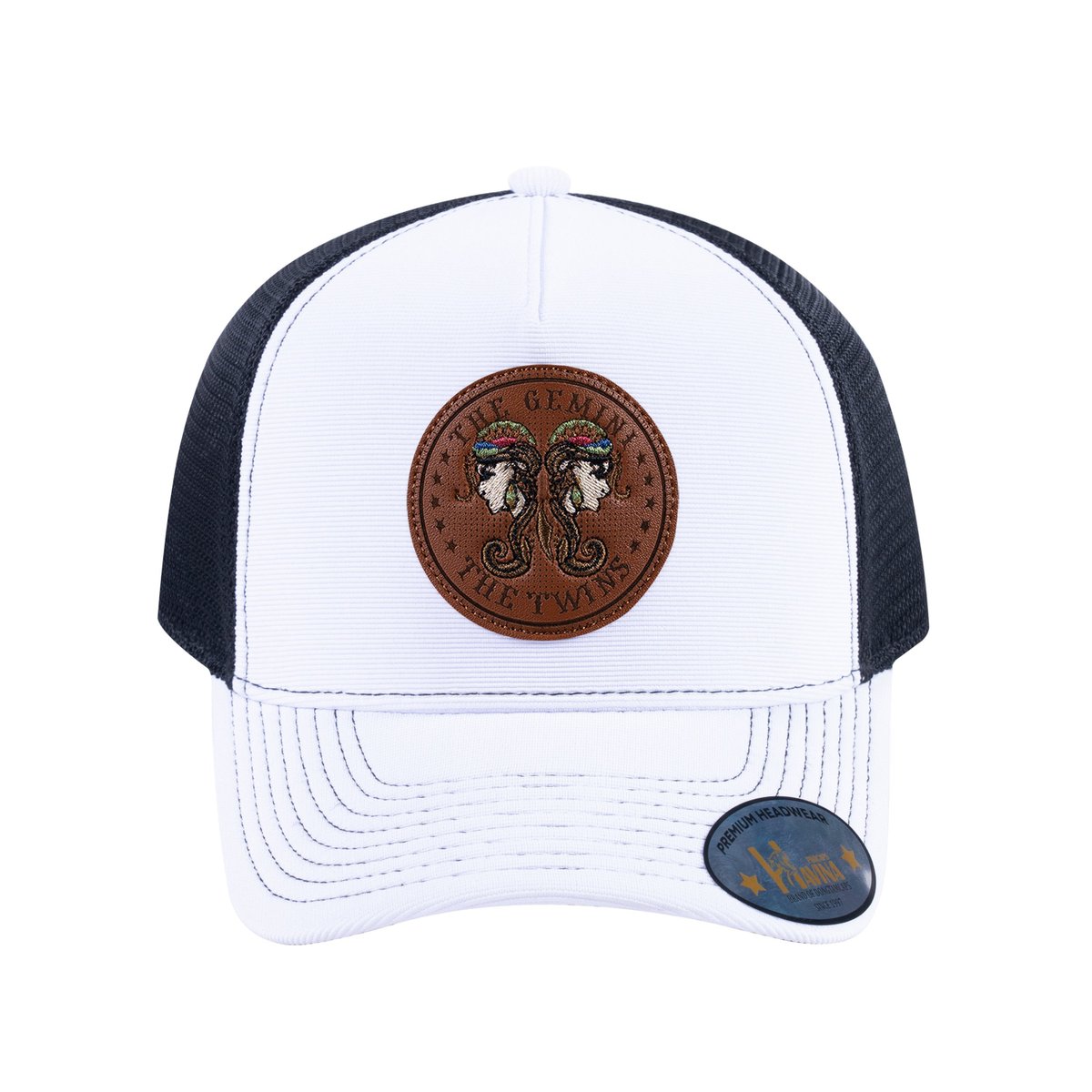 Gemini Zodiac V2 5-Panel Trucker Hat with White front and Black back
