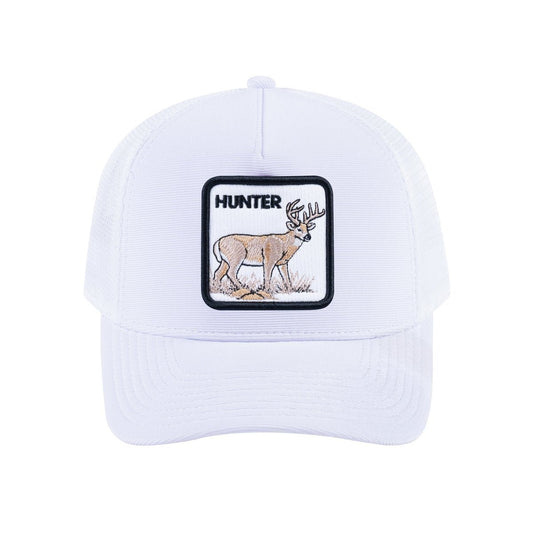 Hunter V2 5-Panel Trucker Hat with White front and White back