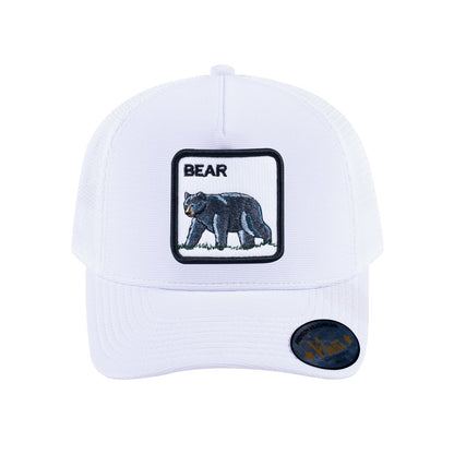 Bear V2 5-Panel Trucker Hat with White front and White back