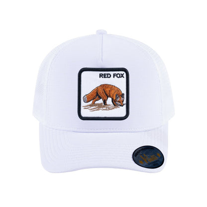 Red Fox V2 5-Panel Trucker Hat with White front and White back