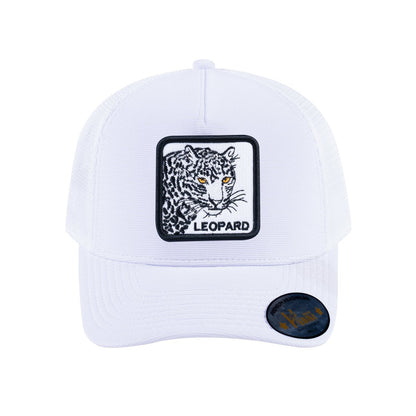 Leopard V2 5-Panel Trucker Hat with White front and White back