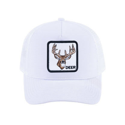 Deer V2 5-Panel Trucker Hat with White front and White back