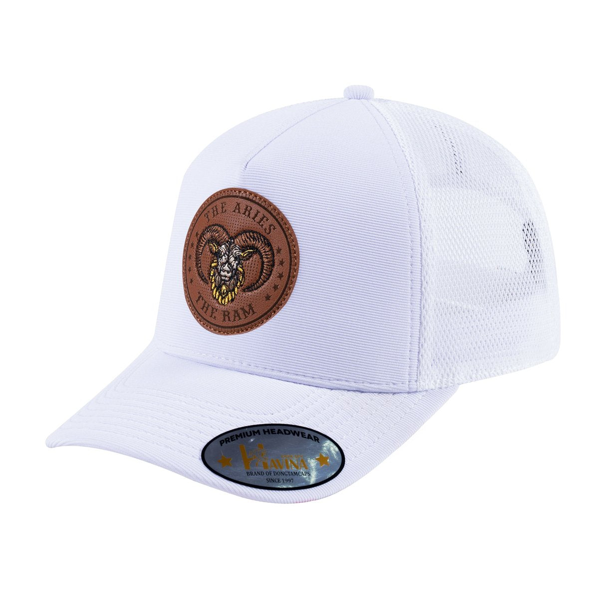 Aries Zodiac V2 5-Panel Trucker Hat with White front and White back