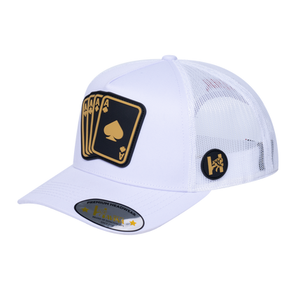 Winner 5-Panel Trucker Hat with White front and White back - WINNER1