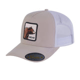 Bear 5-Panel Trucker Hat with Beige front and White back