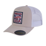 Proud to Say Made in US 5-Panel Trucker Hat with Beige front and White back
